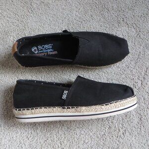Skechers Womens Bobs Flat Shoes Size 8.5 Black Breeze-Canvas Espadrille #32719